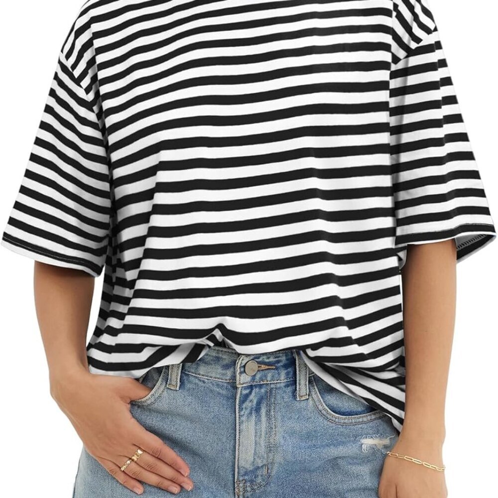 Womens Oversized T Shirts Loose Fit Crewneck Short Sleeve Tops Summer Casual Blo